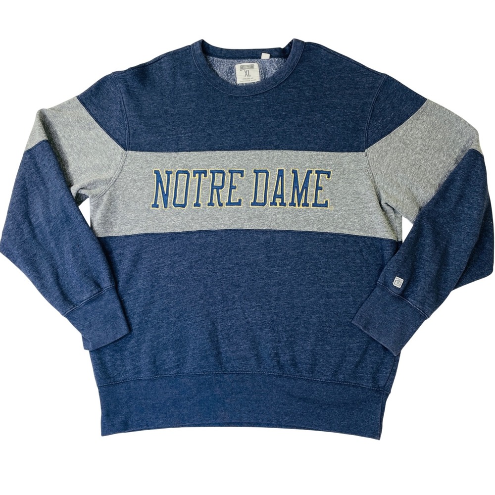 Tailgate Notre Dame Fighting Irish Sweatshirt Mens XL Navy Grey Colorblock Crew